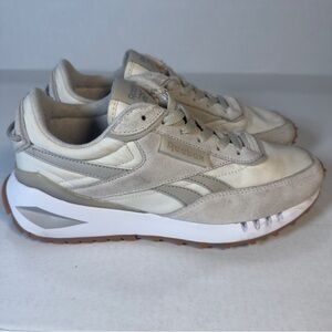 Reebok Classic Legacy Shoes Womens 8.5 Beige Suede Lace Up Running Sneakers